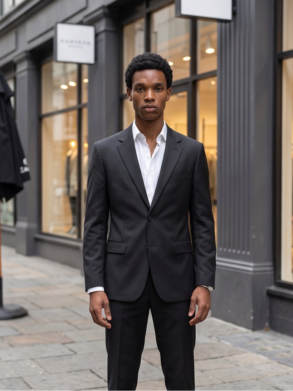 Men's Black Single-Breasted Suit Jacket